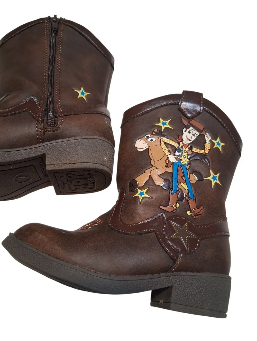 Disney Pixar Toy Story Woody Cowboy Western Brown Boots Kids  Size 7